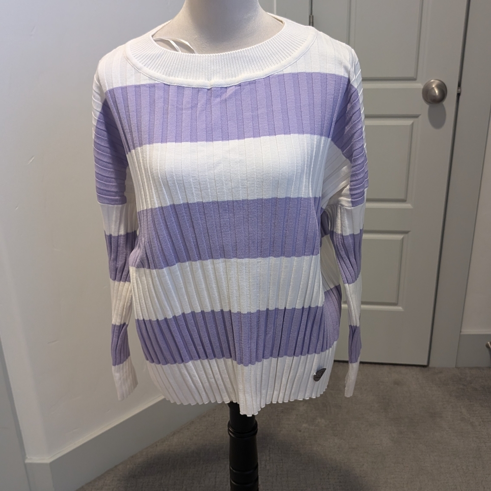 Elegant Striped Lavender and White Sweater